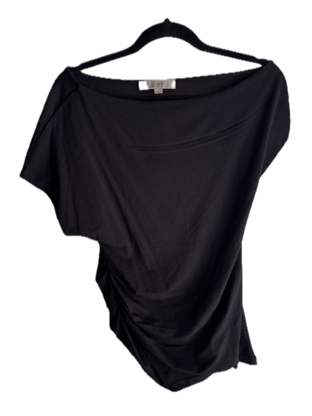 LOFT - Black Asymmetrical Short-Sleeved Top - New Without Tags